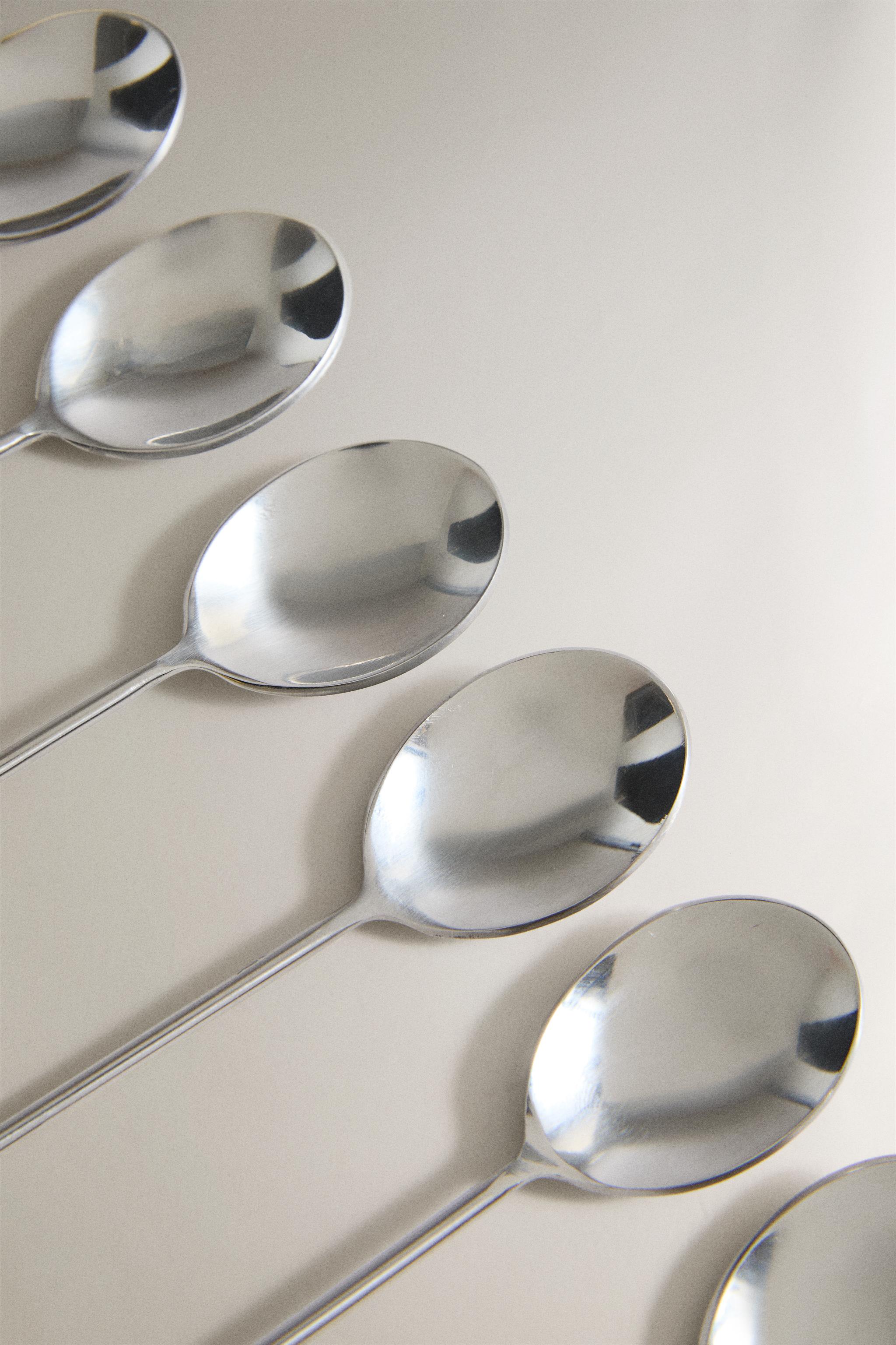 LOT DE 6 CUILLÈRES À CAFÉ EN ACIER MOTIF CITRON